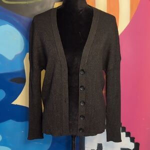 Rachel Zoe Black Cardigan Sweater V-Neck Knit
